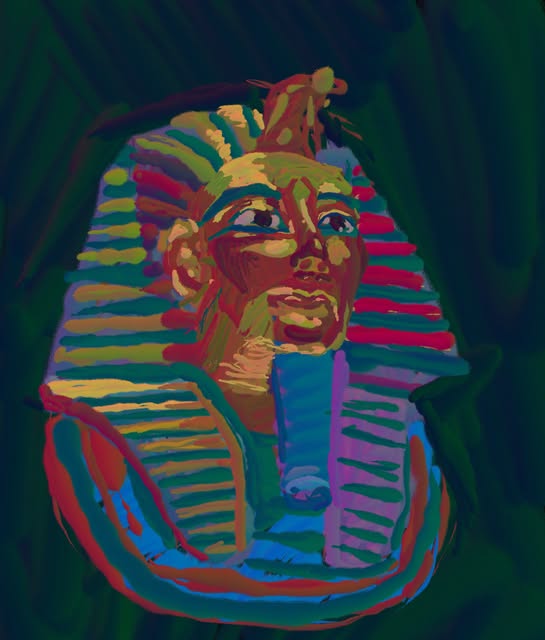 My colourful painting of an Egyptian funerary mask