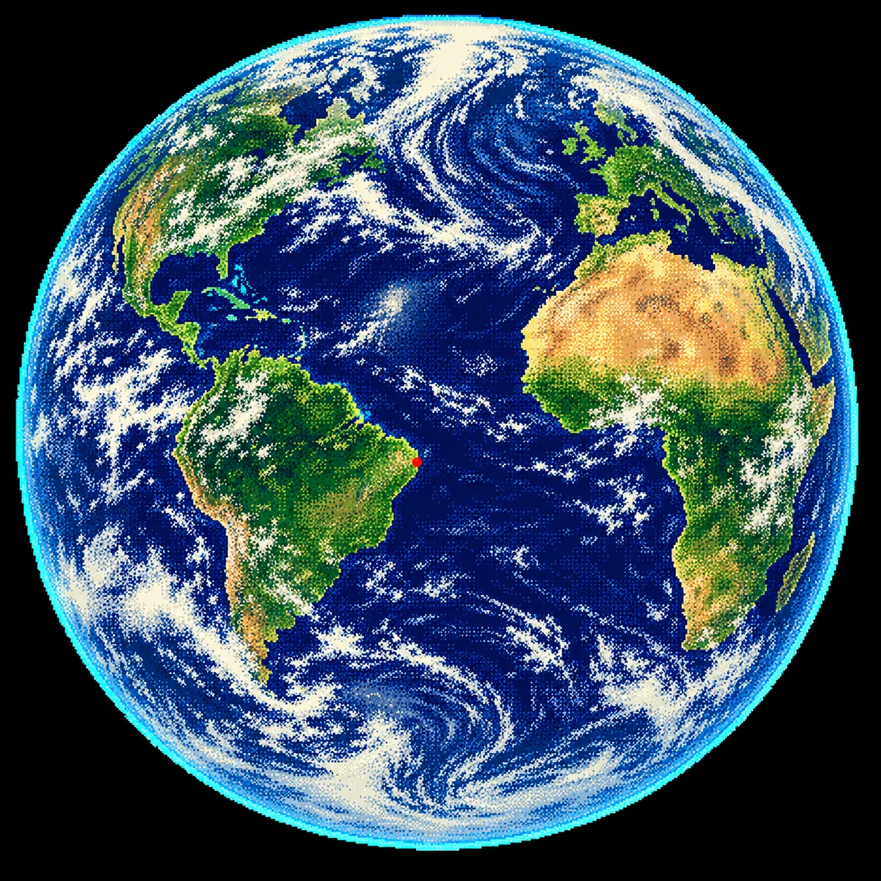 An Artemis II inspired globe, with a pin on Recife on Brazil’s northeastern coast